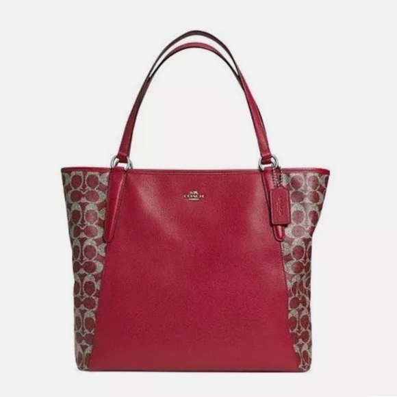Coach Handbags - COACH SAFFIANO LEATHER BAILEY TOTE RED